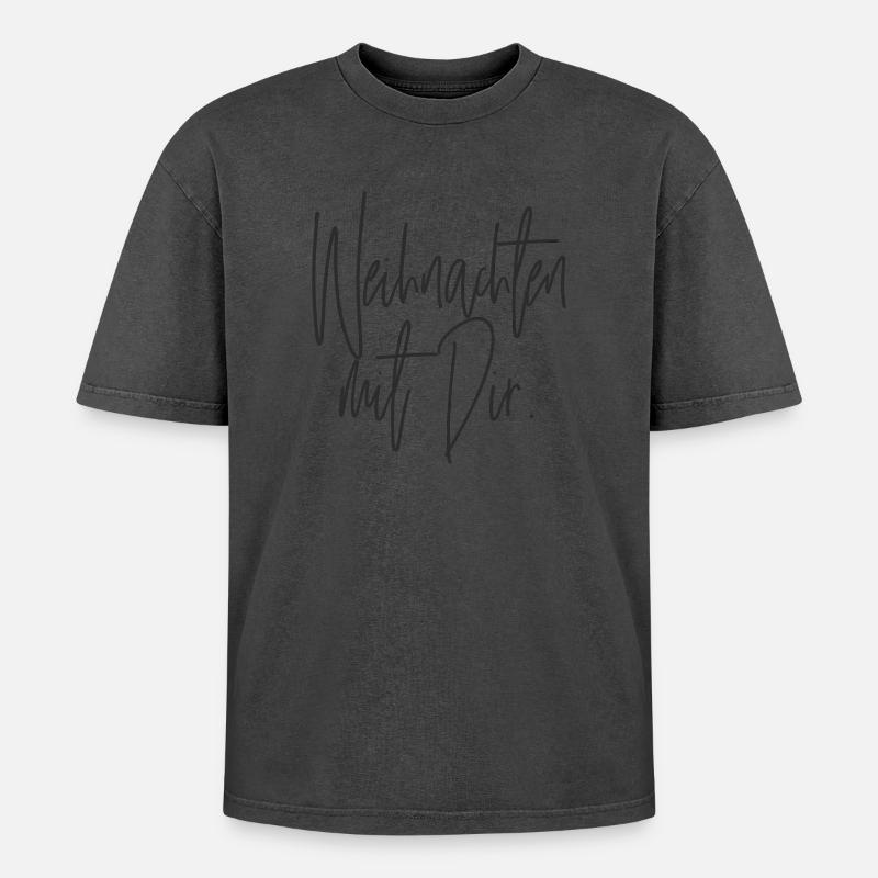 Weihnachten mit Dir Handschrift - Oversized Unisex Premium Acid-Washed T-Shirt - undefined