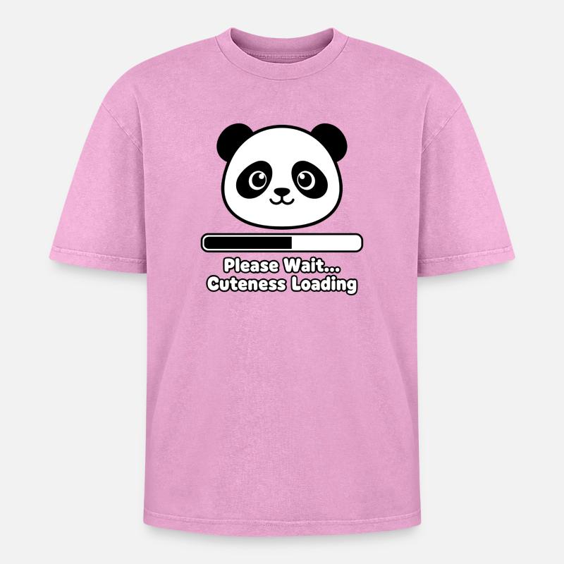 Panda Loading Screen Soft Toy - Oversized Unisex Premium Acid-Washed T-Shirt - acid washed pink