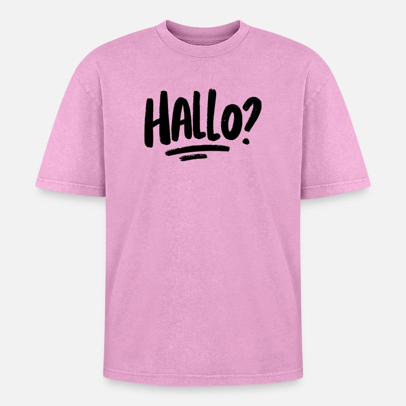 Hello? -black - Oversized Unisex Premium Acid-Washed T-Shirt - acid washed pink