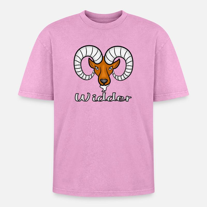Widder Sternzeichen - Oversized Unisex Premium Acid-Washed T-Shirt - Pink Acid Wash