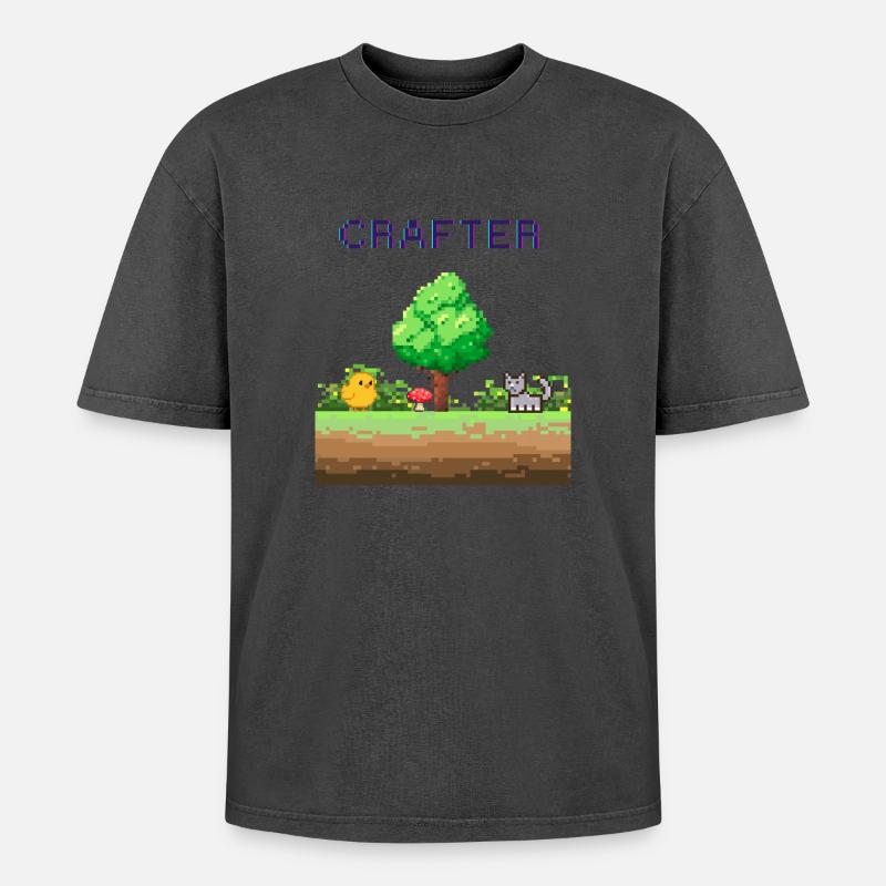 Pixel Crafter Waldabenteuer - Oversized Unisex Premium Acid-Washed T-Shirt - undefined