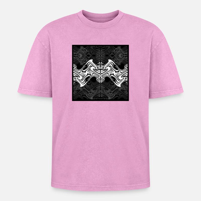 Specular spiral patterns - Oversized Unisex Premium Acid-Washed T-Shirt - acid washed pink