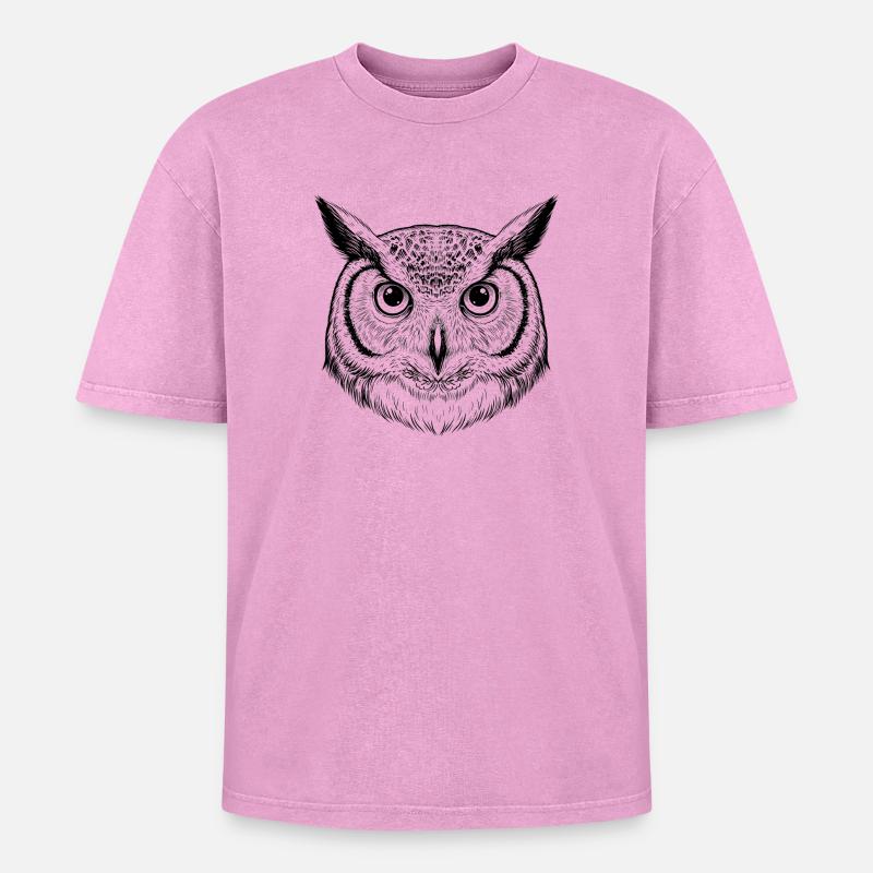 Eule - Oversized Unisex Premium Acid-Washed T-Shirt - Pink Acid Wash