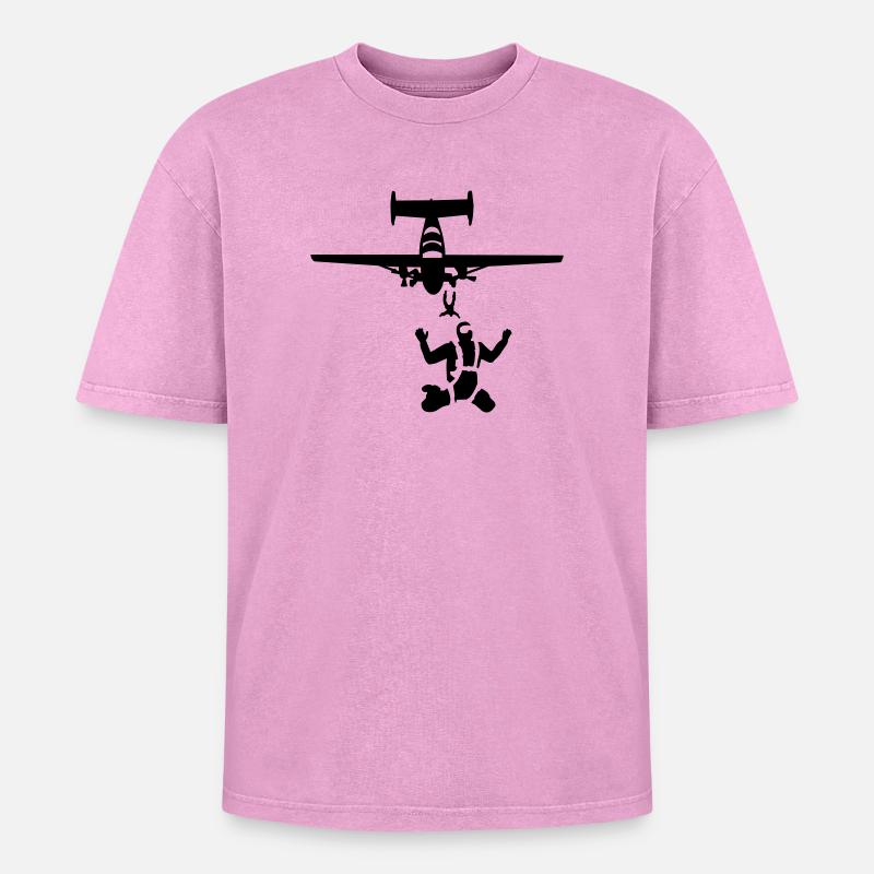Skydiving - Oversized Unisex Premium Acid-Washed T-Shirt - Pink Acid Wash