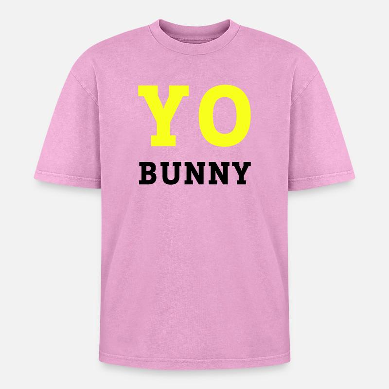 YO BUNNY - Oversized Unisex Premium Acid-Washed T-Shirt - acid washed pink