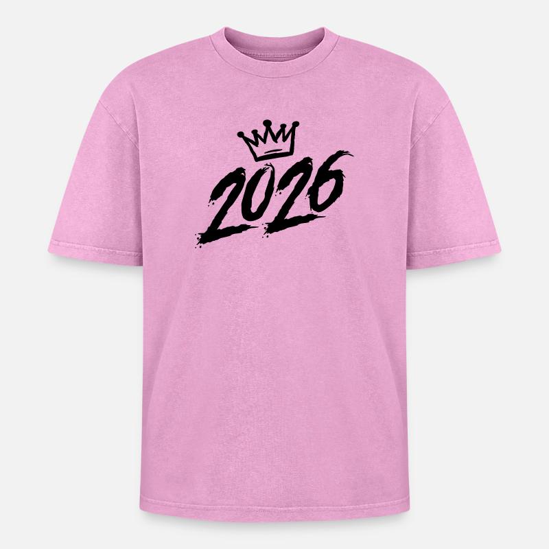 2026 Krone - Oversized Unisex Premium Acid-Washed T-Shirt - acid washed pink