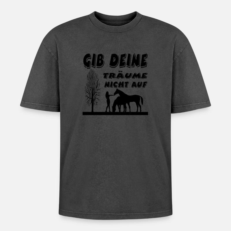 Pferde - Oversized Unisex Premium Acid-Washed T-Shirt - undefined