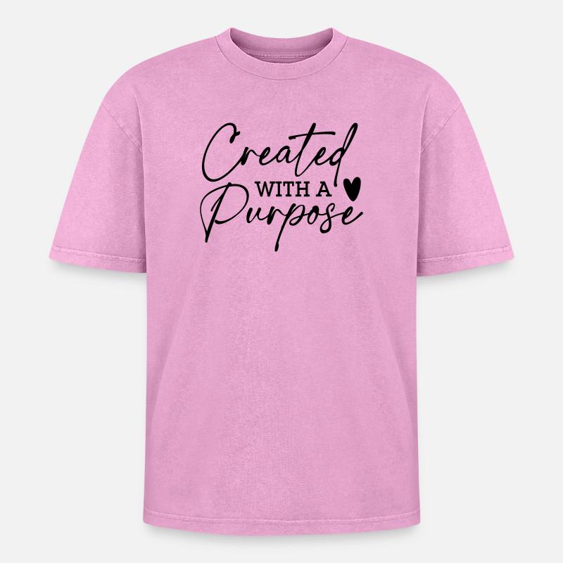 Createtd with a Purpose - Oversized Unisex Premium Acid-Washed T-Shirt - acid washed pink