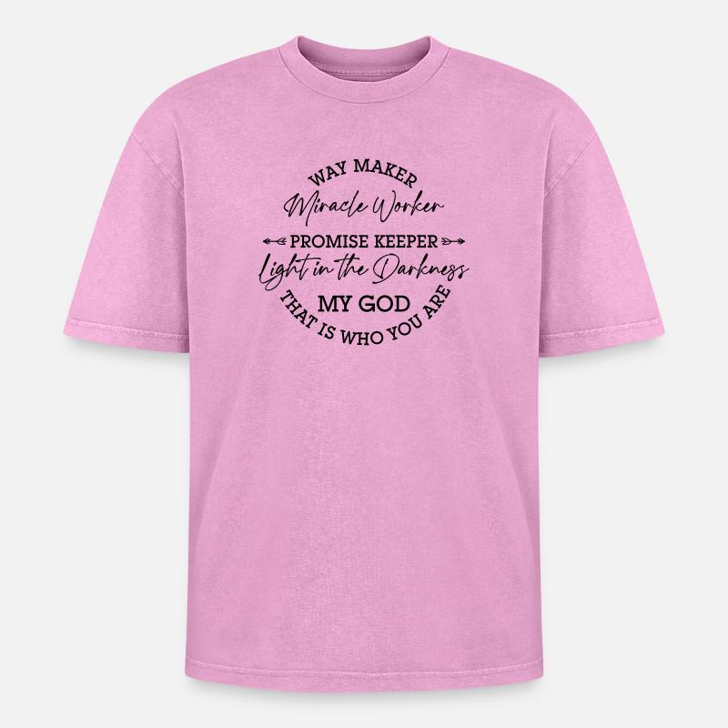 waymaker - Oversized Unisex Premium Acid-Washed T-Shirt - acid washed pink