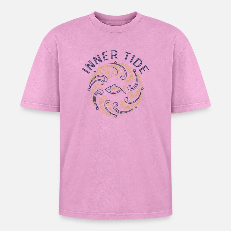 Inner tidal river - Oversized Unisex Premium Acid-Washed T-Shirt - acid washed pink