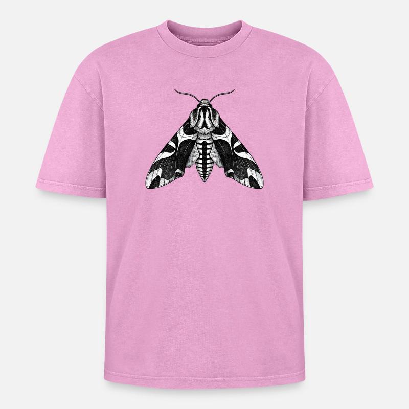 Moth Shadow Pattern Moth Black Moth - Oversized Unisex Premium Acid-Washed T-Shirt - acid washed pink