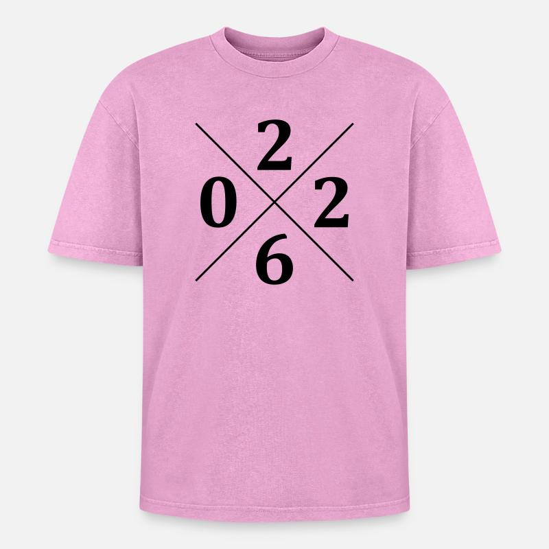 2026 - T-shirt Premium unisexe oversize acid-washed - rose délavé acide