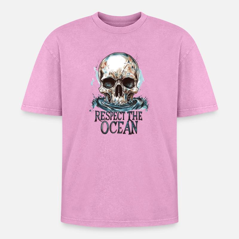 Diver Ocean Respect Dive - Oversized Unisex Premium Acid-Washed T-Shirt - acid washed pink