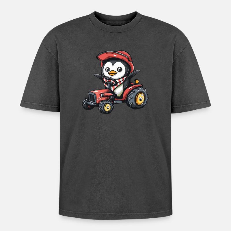 Pinguin Traktor Farmer - Oversized Unisex Premium Acid-Washed T-Shirt - undefined