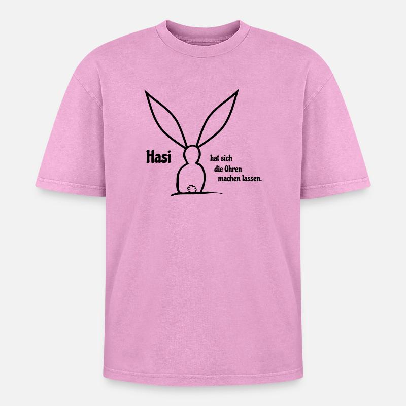 Ohren machen - Oversized Unisex Premium Acid-Washed T-Shirt - Pink Acid Wash