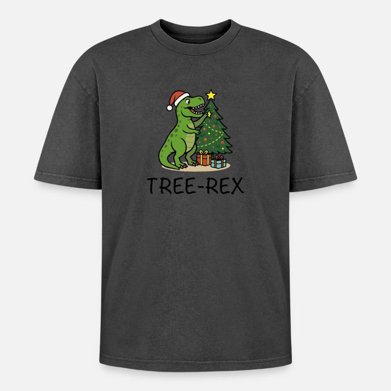 Tree-Rex – Style Noël moche - T-shirt Premium unisexe oversize acid-washed - undefined