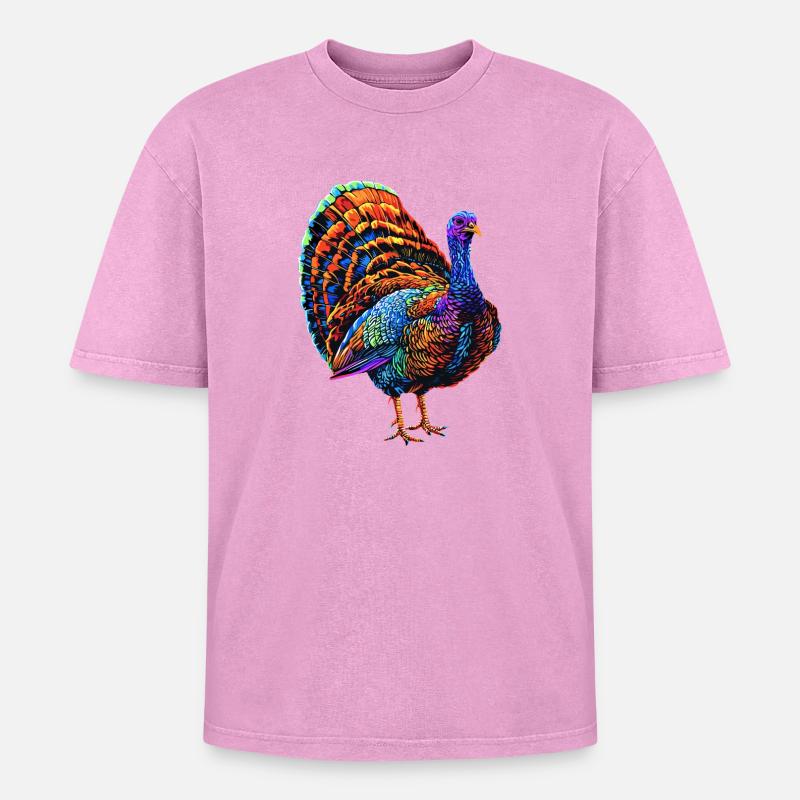 Dinde Poules Oiseaux Dinde - T-shirt Premium unisexe oversize acid-washed - rose délavé acide
