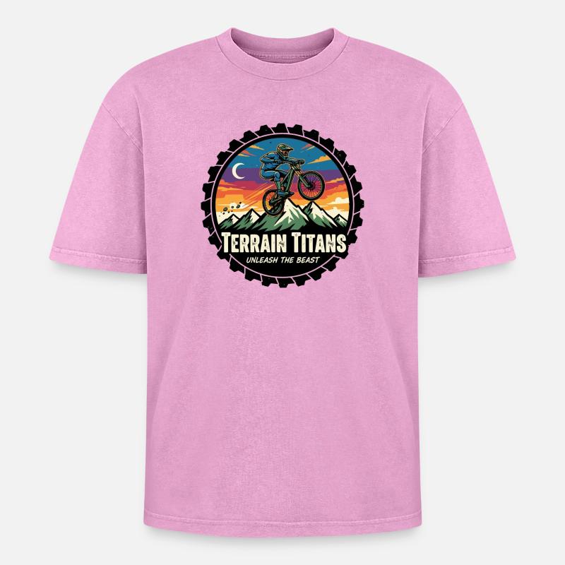 Terrain Titans MTB Unleashed - T-shirt Premium unisexe oversize acid-washed - rose délavé acide