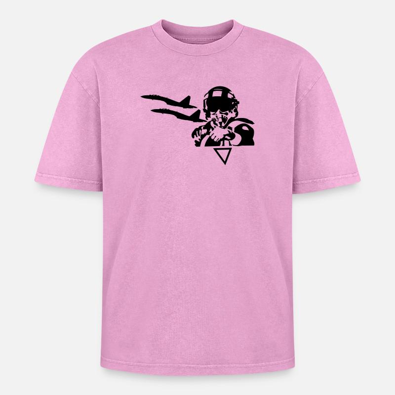 pilot - Oversized Unisex Premium Acid-Washed T-Shirt - acid washed pink