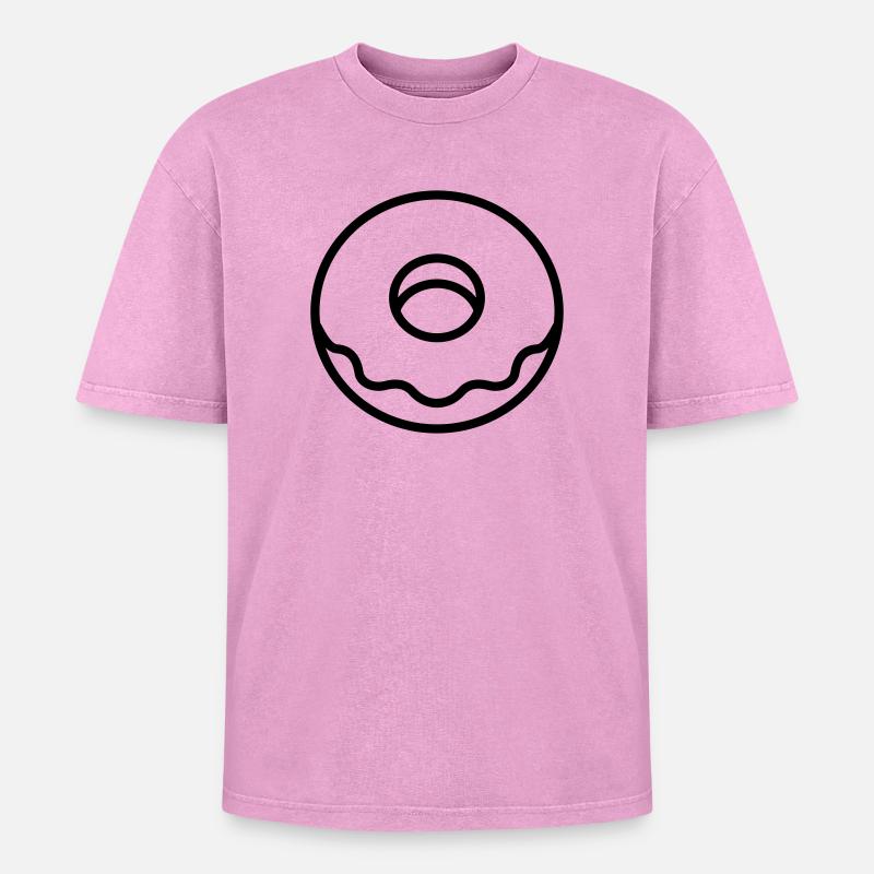 Doughnut - Oversized Unisex Premium Acid-Washed T-Shirt - acid washed pink