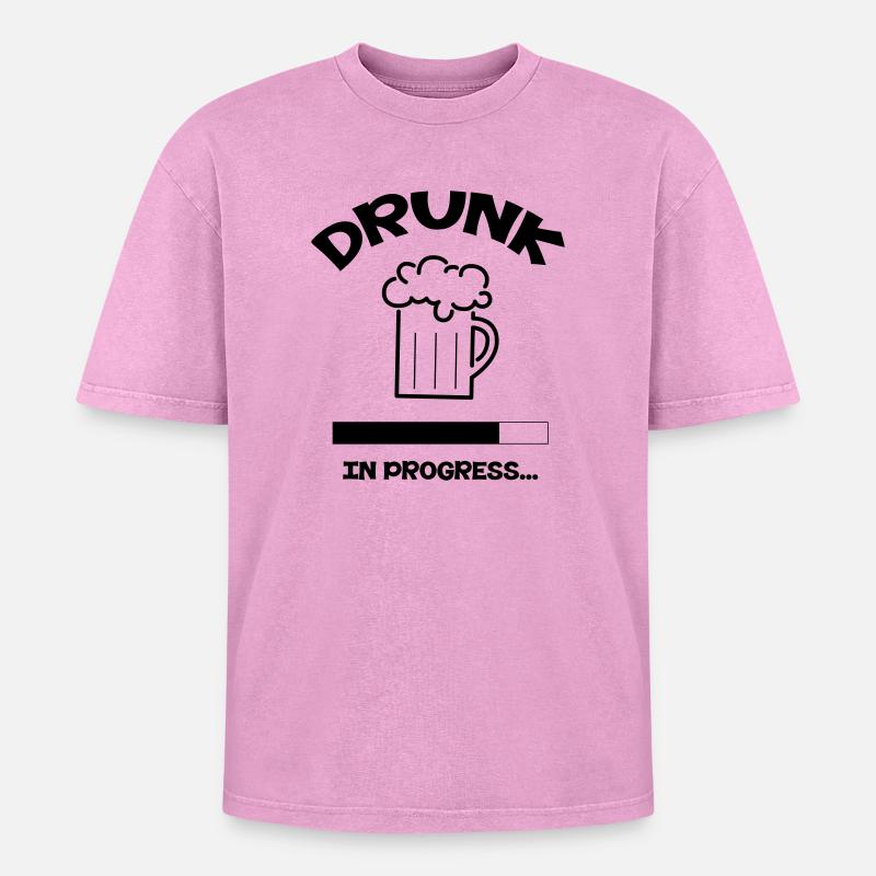 Drunk in Progress - alcohol - Oversized Unisex Premium Acid-Washed T-Shirt - acid washed pink