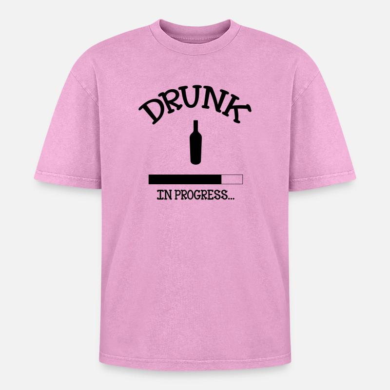 Drunk in Progress - alcohol - Oversized Unisex Premium Acid-Washed T-Shirt - acid washed pink