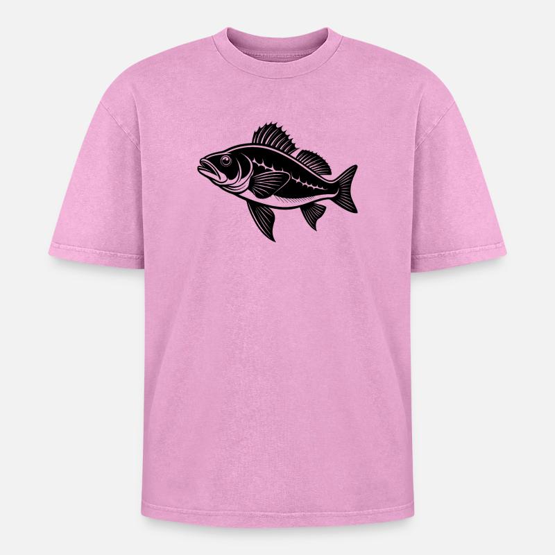 Walleye fish - Oversized Unisex Premium Acid-Washed T-Shirt - acid washed pink