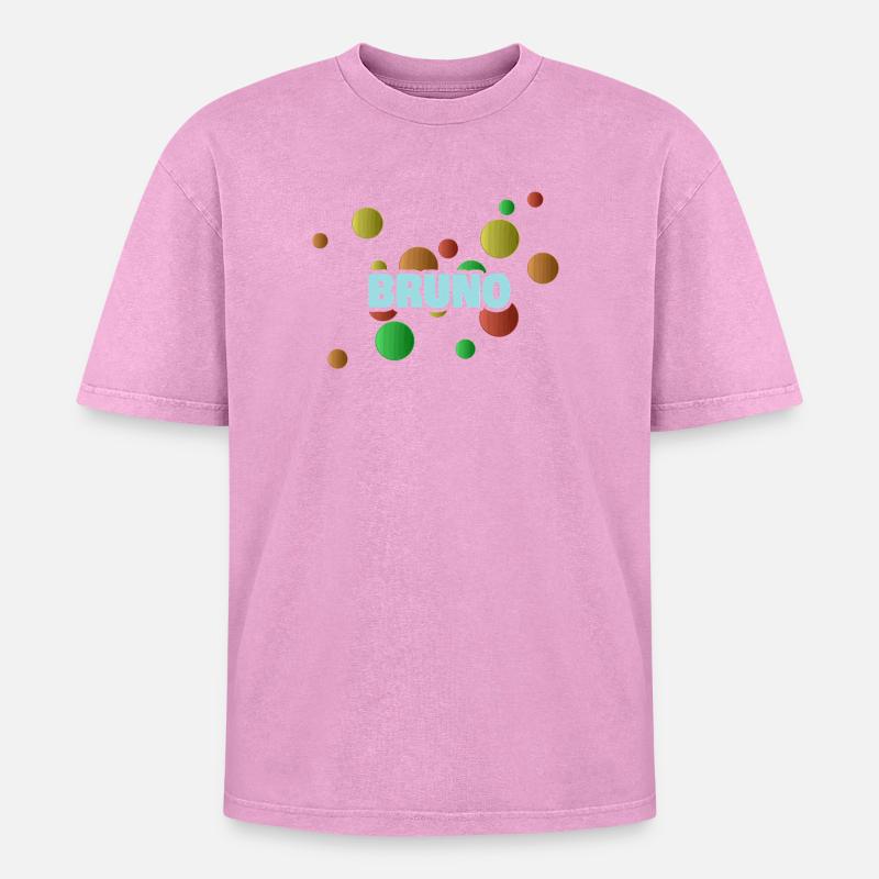 Bruno - Oversized Unisex Premium Acid-Washed T-Shirt - acid washed pink