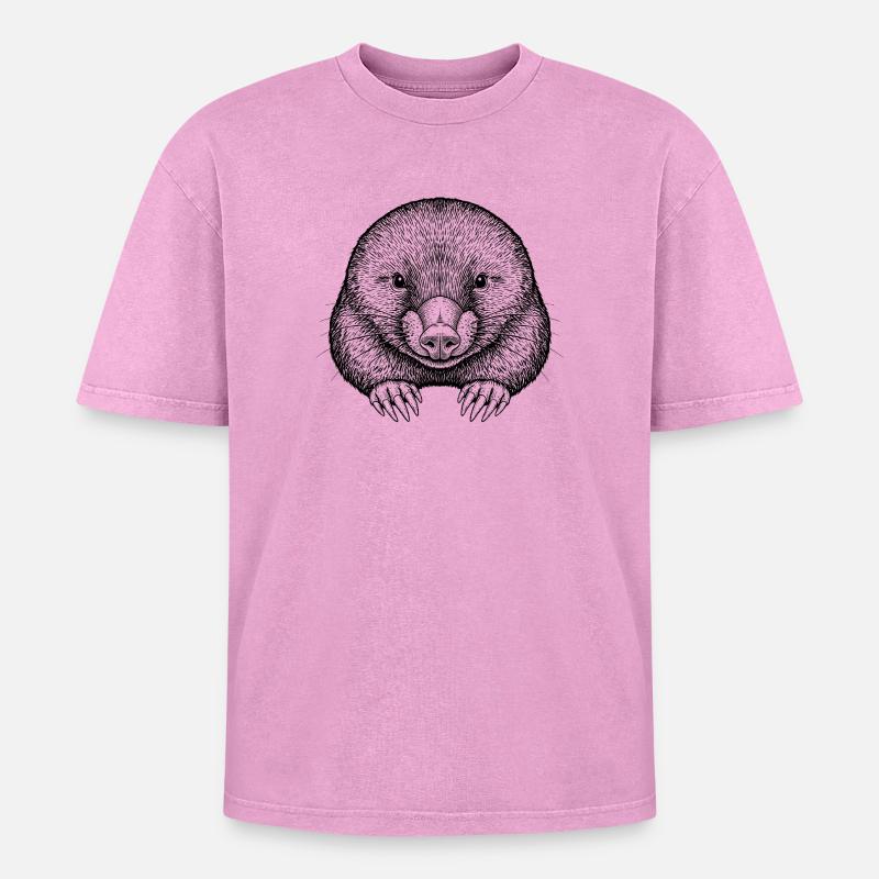 Mole - Oversized Unisex Premium Acid-Washed T-Shirt - acid washed pink