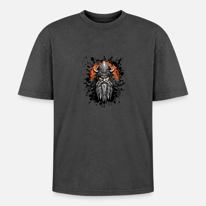 Wikinger Krieger mit Sturmhelm - Oversized Unisex Premium Acid-Washed T-Shirt - undefined