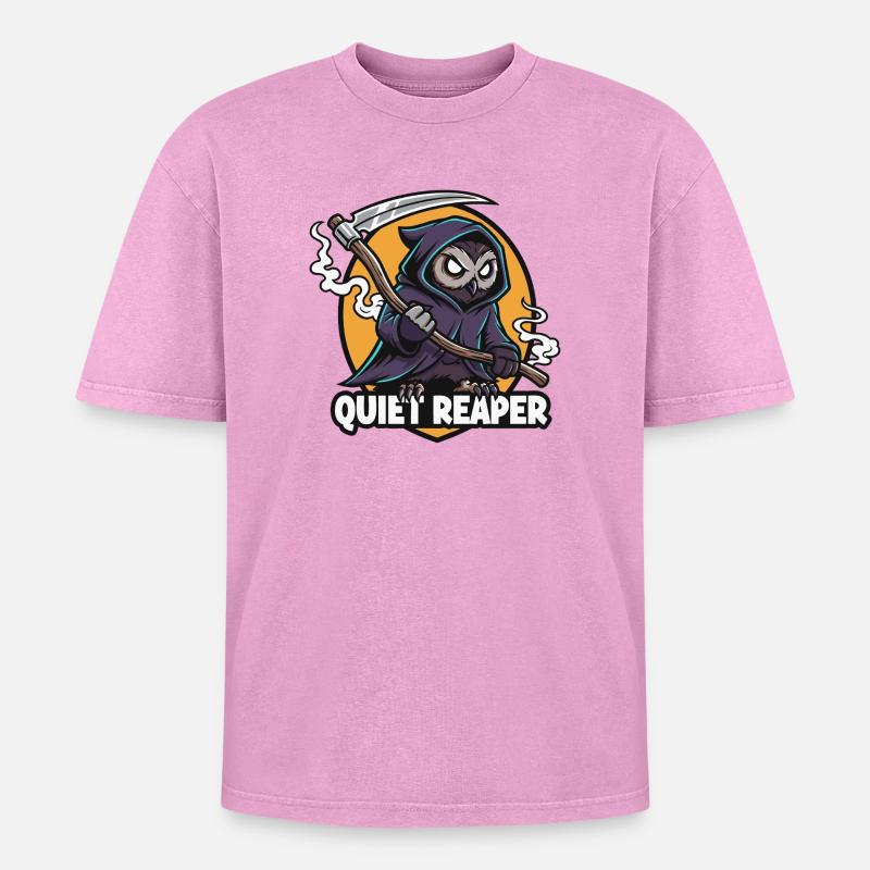 Stille Sensenjäger-Eule - Oversized Unisex Premium Acid-Washed T-Shirt - Pink Acid Wash
