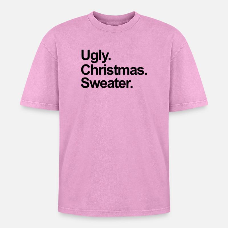 hässlicher Weihnachtspullover - Oversized Unisex Premium Acid-Washed T-Shirt - Pink Acid Wash