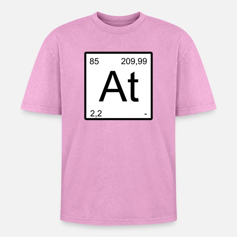 Astat-Elementtile Print - Oversized Unisex Premium Acid-Washed T-Shirt - Pink Acid Wash