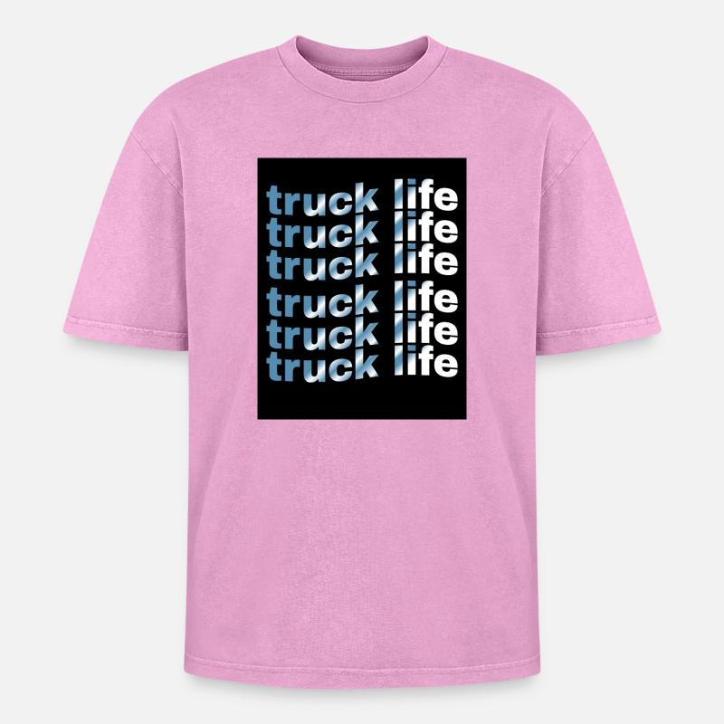 Lkw-Lebensdauer-Rastergradient - Oversized Unisex Premium Acid-Washed T-Shirt - Pink Acid Wash