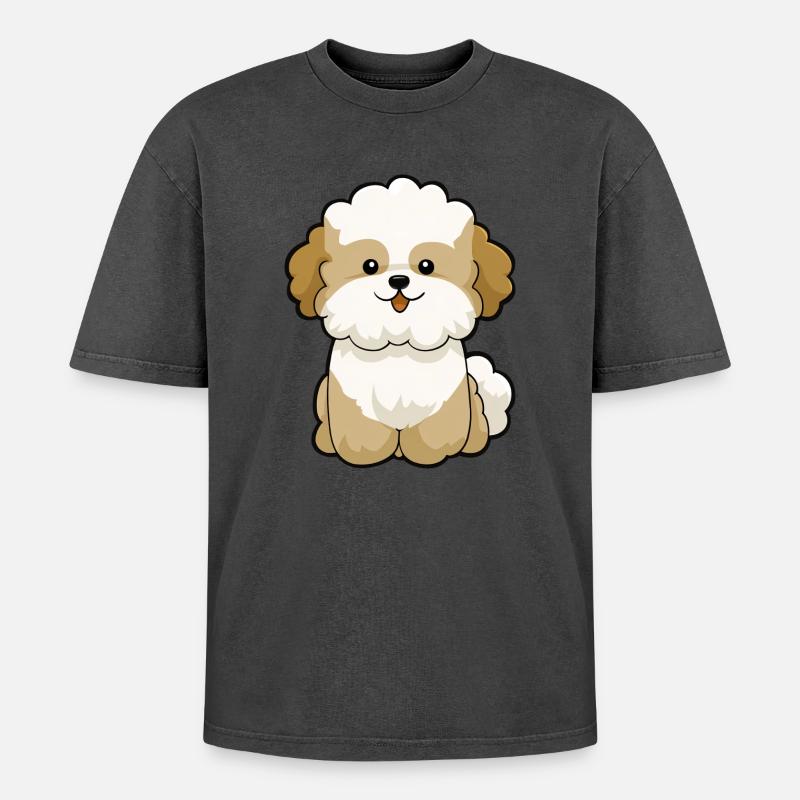 Chibi Pudel Pal Maskottchen - Oversized Unisex Premium Acid-Washed T-Shirt - Pink Acid Wash