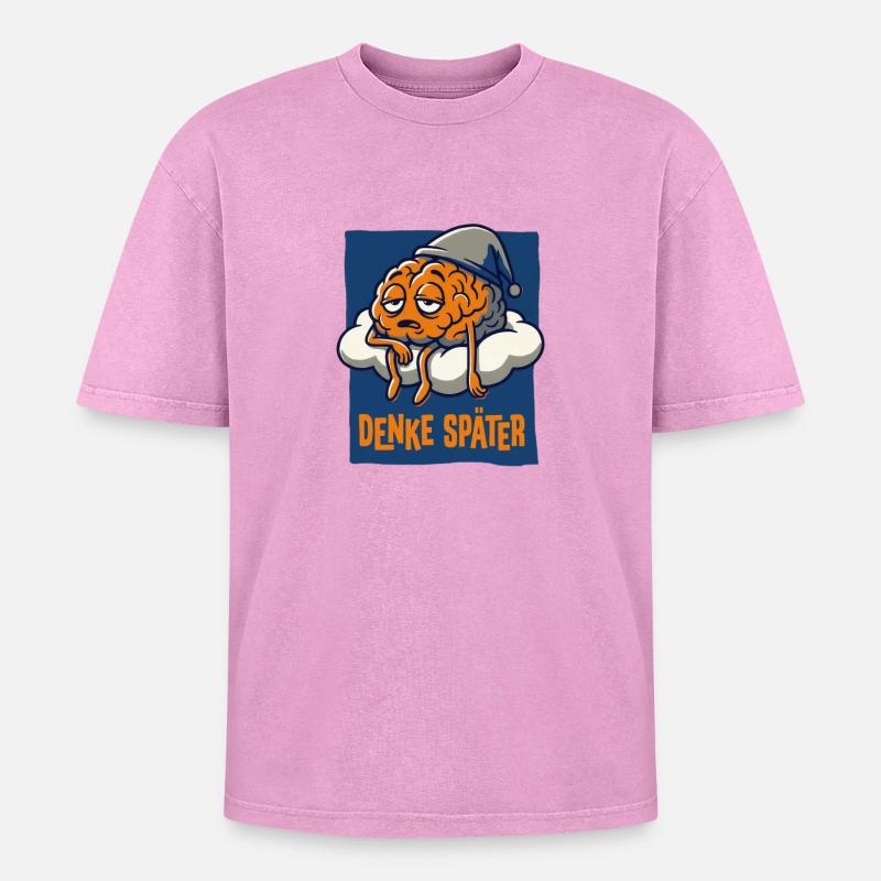 Denke später. - Oversized Unisex Premium Acid-Washed T-Shirt - Pink Acid Wash