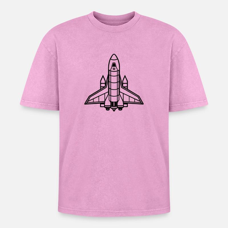 Space shuttle - Oversized Unisex Premium Acid-Washed T-Shirt - acid washed pink