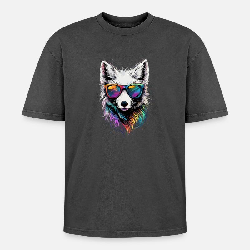 Polarfuchs Schneefuchs Eisfuchs Süßer Weißer Fuchs - Oversized Unisex Premium Acid-Washed T-Shirt - undefined