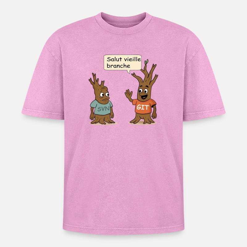 SVN Git developer humor t-shirt - Oversized Unisex Premium Acid-Washed T-Shirt - acid washed pink
