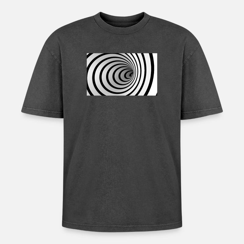 Spirale noire et blanche vortex - T-shirt Premium unisexe oversize acid-washed - 