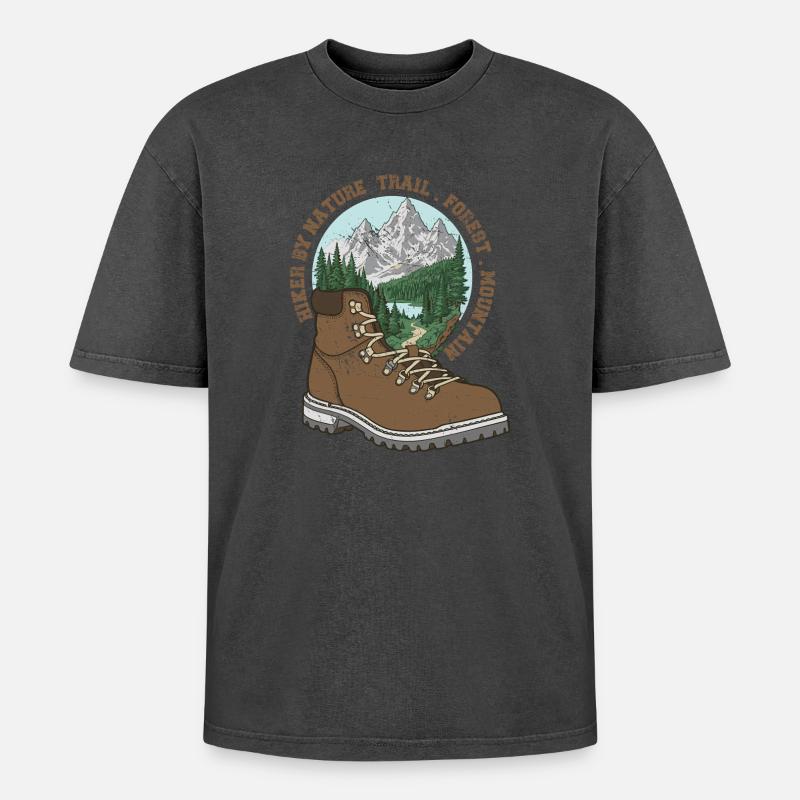 Minimalistisches Wanderer-Design - Oversized Unisex Premium Acid-Washed T-Shirt - undefined