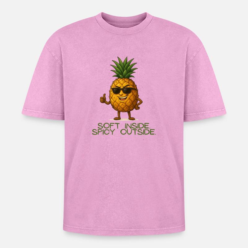 Pineapple with style Soft Inside - Oversized Unisex Premium Acid-Washed T-Shirt - acid washed pink
