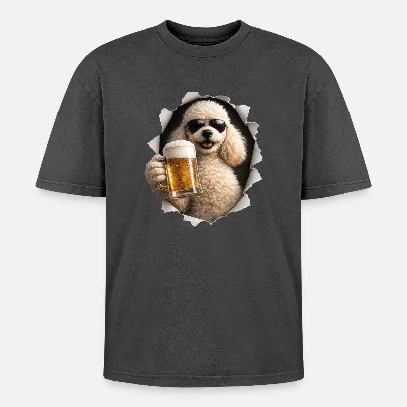 Pudel Bier - Oversized Unisex Premium Acid-Washed T-Shirt - undefined