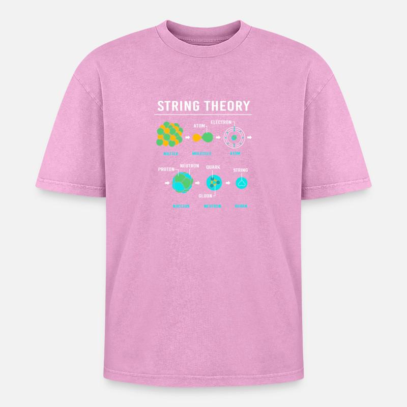 Quantenphysik Quanten Physik Quantensprung - Oversized Unisex Premium Acid-Washed T-Shirt - Pink Acid Wash