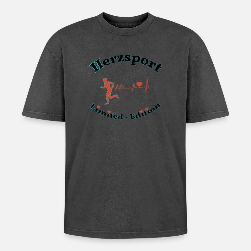 Herzsport - Oversized Unisex Premium Acid-Washed T-Shirt - Pink Acid Wash