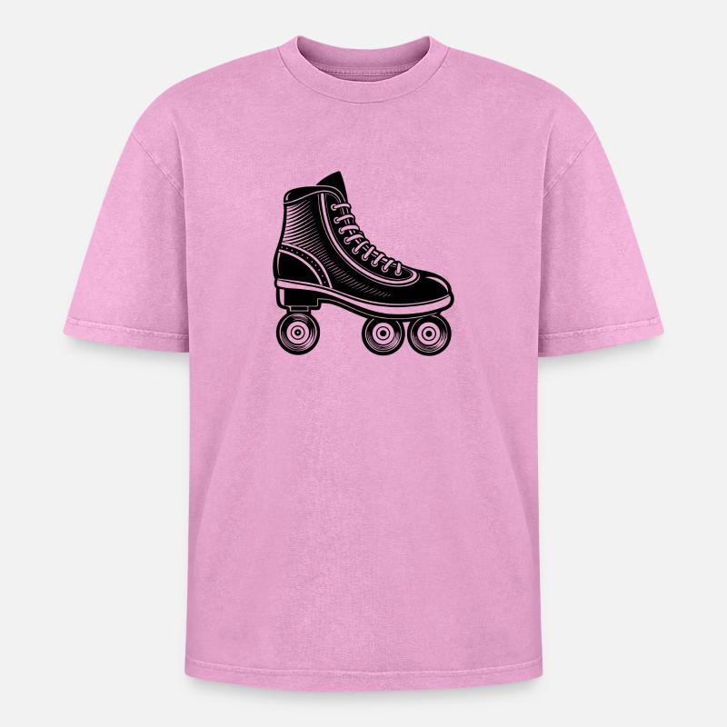 Rollschuh - Oversized Unisex Premium Acid-Washed T-Shirt - Pink Acid Wash
