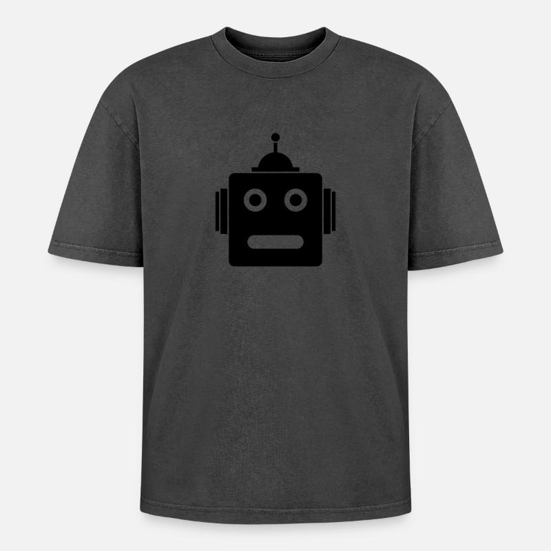 Robot head - Oversized Unisex Premium Acid-Washed T-Shirt - undefined