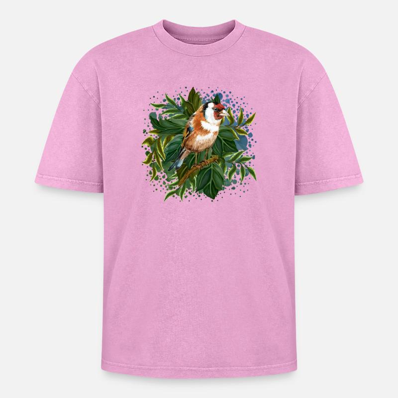 Bunter Vogel - Oversized Unisex Premium Acid-Washed T-Shirt - Pink Acid Wash