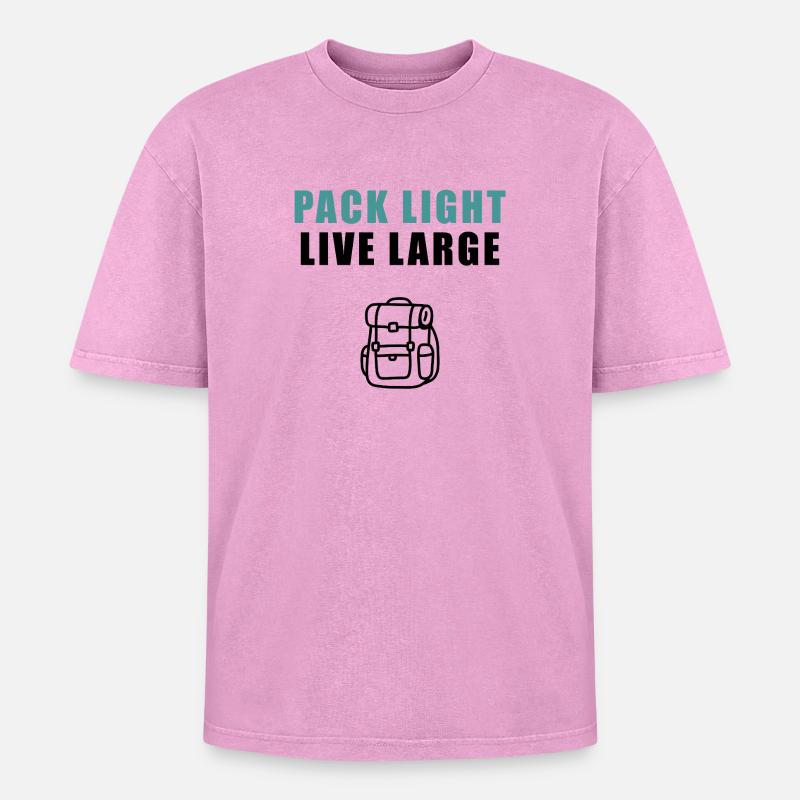 Pack Light Live Large Backpack - Oversized Unisex Premium Acid-Washed T-Shirt - acid washed pink