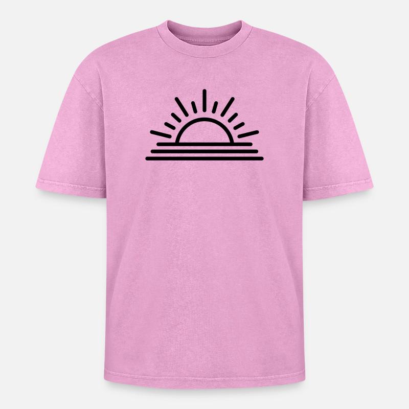coucher de soleil - T-shirt Premium unisexe oversize acid-washed - rose délavé acide